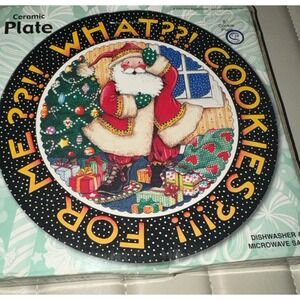 Mary Engelbreit WHAT COOKIES FOR ME 8" Plate Santa Claus Christmas 2005 GIFTCO